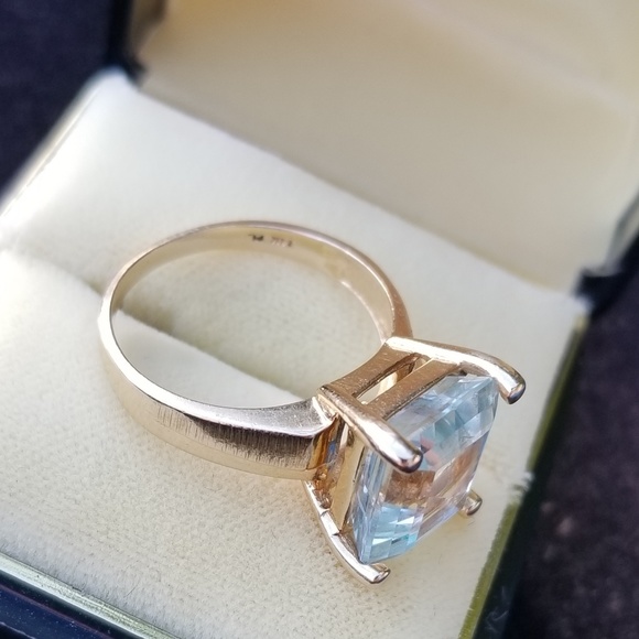 14k GOLD Large 5.5 ct Natural Aquamarine Ring 💎 - Picture 5 of 7